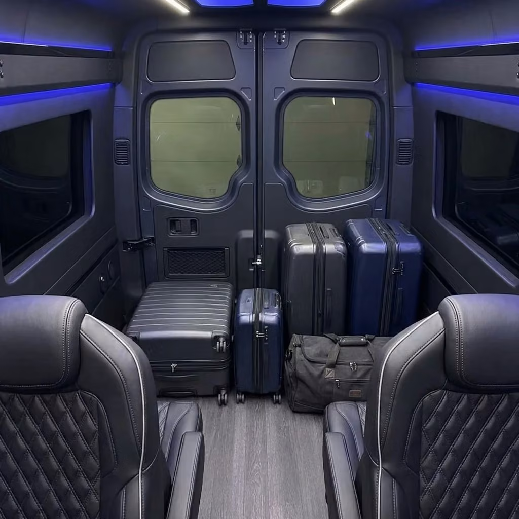 dalton sprinter van rental with driver luggage area